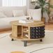 Pangivo Table basse pivotante avec rangement caché et double plateau bois naturel et noir 85,2x80x45,2cm