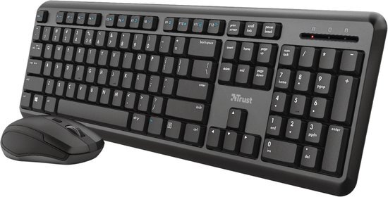 Trust Ymo Draadloos Toetsenbord en Muis Set met Nederlandse Indeling, Wireless Keyboard and Mouse for Windows (Stille Toetsen en Muisknoppen, USB, Morsbestendig Toetsenbord) Zwart