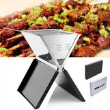Merkloos Draagbare Klapgrill - Compacte BBQ - Roestvrij staal - 36 x 24 cm - Zilver