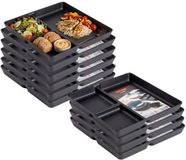 Plasticforte Vakjesborden - 10x stuks - zwart - gourmetbord - 3-vaks - kunststof - 24 x 24 cm