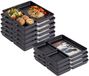 Plasticforte Vakjesborden - 10x stuks - zwart - gourmetbord - 3-vaks - kunststof - 24 x 24 cm