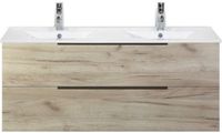 BES LED Seville Badmeubelset 120 cm - 2 Laden Craft Oak Edge Greep - Wastafel Enjoy Dubbel