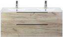BES LED Seville Badmeubelset 120 cm - 2 Laden Craft Oak Edge Greep - Wastafel Enjoy Dubbel