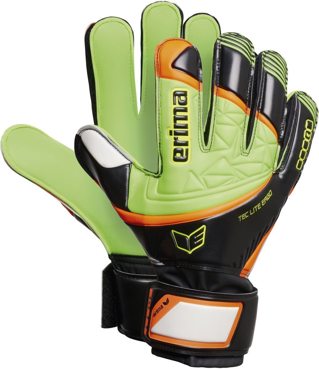 Erima Tec Lite Ergo - Keepershandschoenen - Maat 4.5 - Zwart/Limoen
