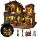 Merkloos Poppenhuis Miniatuurhuisje boekwinkel - 3D houten bouwset - LED-verlichting en muziekdoos - Berkenhout