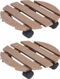 vidaXL Plantentrolleys - 2 stuks - Ø30x7,5 cm - HKC - bruin
