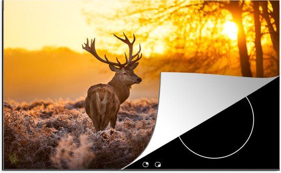 KitchenYeah® Inductie beschermer 77x51 cm - Hert - Winter - Zonsondergang