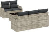 vidaXL Tuinbank Set Lichtgrijs Polyrattan 5 zitplekken
