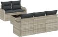 vidaXL Tuinbank Set Lichtgrijs Polyrattan 5 zitplekken