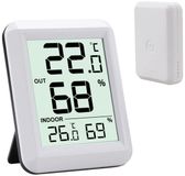 Merkloos / Sans marque Zefra B.V. Digitale Hygrometer - Thermometer binnen - Thermometer in huis - Luchtvochtigheidsmeter - Temperatuur en Luchtvochtigheid - Digitaal Weerstation - Vochtigheidsmeter - Binnen & Buiten - Batterijen niet inbegrepen - Wit