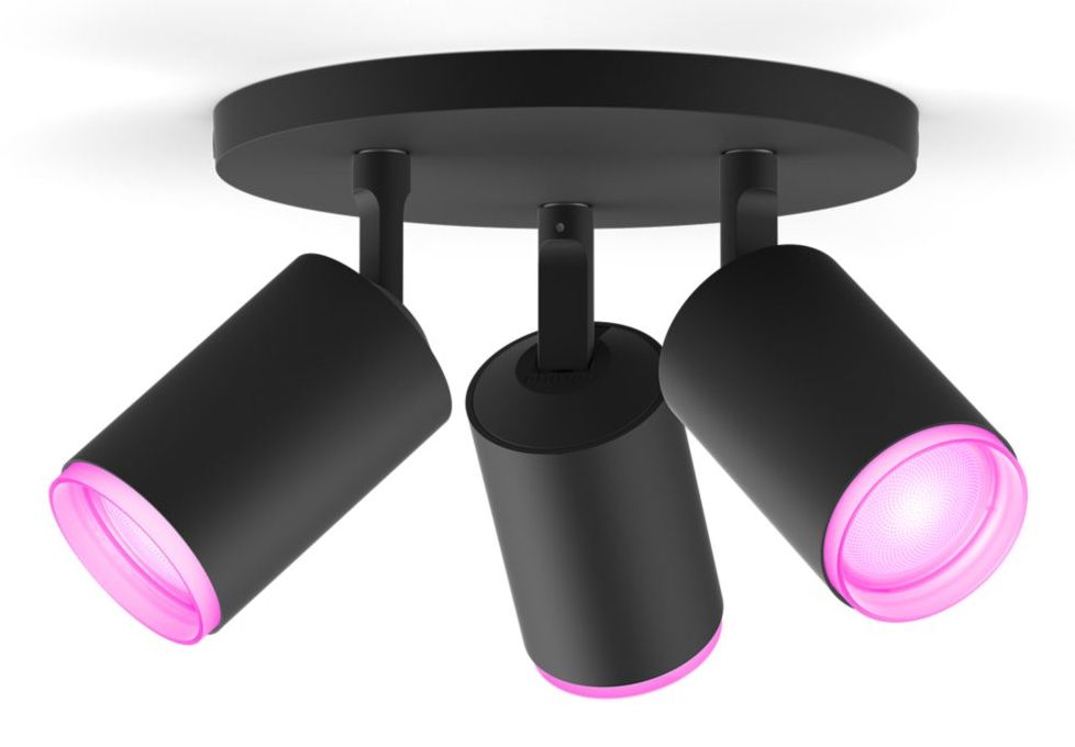 Philips Hue Fugato Opbouwspot - Zwart - 3-spots - Wit en gekleurd licht