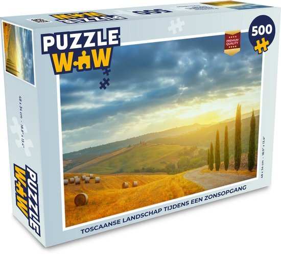 MuchoWow Puzzel Toscane - Hooibalen - Zon - Legpuzzel - Puzzel 500 stukjes - Sinterklaas cadeautjes - Sinterklaas voor grote kinderen