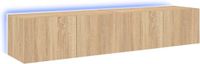 vidaXL Meuble TV mural avec LED 2 pcs 80x35x31 cm couleur chêne sonoma