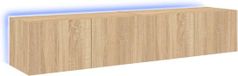 vidaXL Meuble TV mural avec LED 2 pcs 80x35x31 cm couleur chêne sonoma