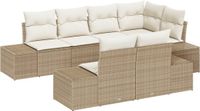vidaXL Tuinbank Set 7-delig Beige en Crème Polyrattan
