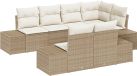 vidaXL Tuinbank Set 7-delig Beige en Crème Polyrattan