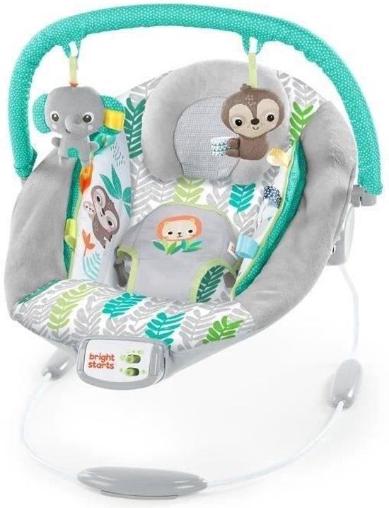 Bright Starts Jungle Vines Baby Bouncer - Grey/Green/Blue - Up to 9 kg