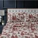 Tribeca Living MTOILSHEETQUDR Pocket Sheet Set, Queen, Deer Toile Diep Rood