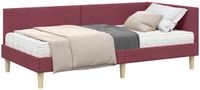 vidaXL Hoekbedframe met Matras Wijnrood Stof 90 x 190 cm