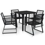 vidaXL 5-delige Tuinset PVC-rattan Zwart