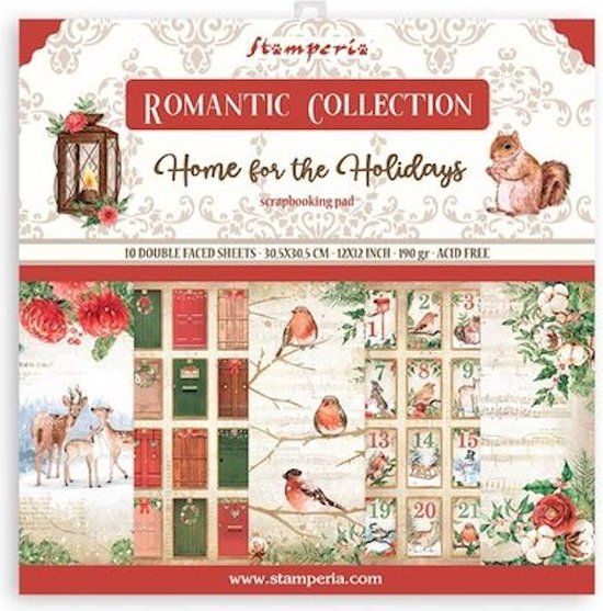 Stamperia Romantic Home for the Holidays Scrapbook Paper Pack - 12x12 Inch