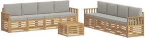 vidaXL - Bank loungeset - 8 zitplekken - Wit en lichtgrijs - Polyester