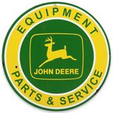 Open Road Brands John Deere Apparatuur Onderdelen en Service Rond Metalen Bord - Vintage John Deere Teken voor Garage of Man Cave