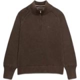 Superdry - Washed Classic Half Zip Trui Relaxed Pasvorm Dames Katoen Dark Brown Maat 6