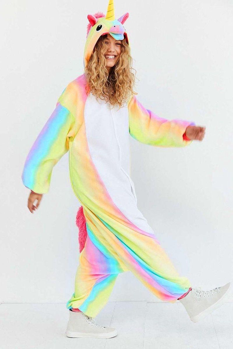 KIMU Onesie eenhoorn pak regenboog unicorn baby pakje - maat 68-74