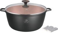 Royal Swiss® Pan Ø24 cm – 4 L – Zwart – Marmeren Coating – Koudgrepen – Geschikt voor Alle Warmtebronnen inclusief Inductie – Met Glazen Deksel