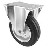 Wagner 04816001 zacht vast wiel, diameter 160 mm, hoogte 200 mm, gegalvaniseerde stalen velg, massief rubber, schroefplaat 110 x 140 mm, draagvermogen 150 kg