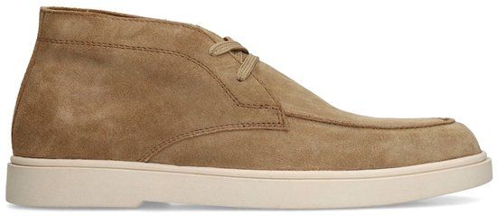 Manfield - Heren - Taupe suède veterschoenen - Maat 45