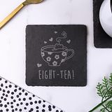 Gegraveerde Eight-Tea Gegraveerde Vierkante Leisteen Onderzetter - 80e Verjaardagscadeau