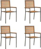 vidaXL Stapelbare Tuinstoelen 4-delig Bruin en Grijs