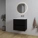 Saniclass Chaci Badkamermeubelset - 60x46x55cm - keramische wastafel wit - 1 wasbak - zonder kraangat - 2 lades - ronde spiegel met verlichting - mat zwart
