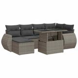 vidaXL 7-delige Loungeset met kussens, polyrattan, grijs