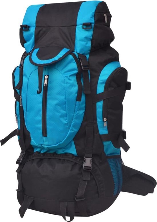 vidaXL Rugzak hiking XXL 75 L zwart en blauw