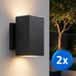RexTech Solar wandlamp buiten ‘Sverre’ recht XL - Set van 2 stuks