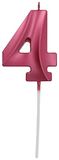 Folat 18884 Kaars Glamour Cijfer 4 Rood Metallic