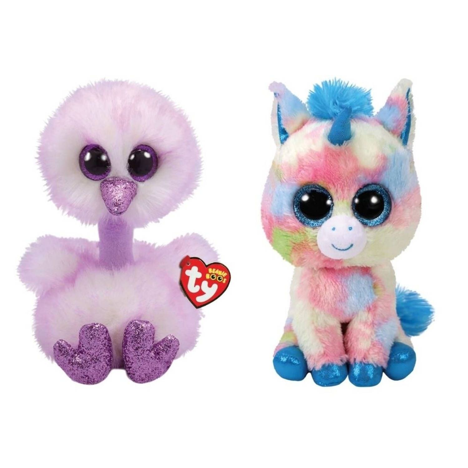 TY - Knuffel - Beanie Buddy - Kenya Ostrich & Blitz Unicorn - 2023 - Meerkleurig