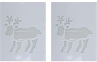 Merkloos / Sans marque Koopman International Kerst raamsjabloon rendier - 2x - wit - 35 cm