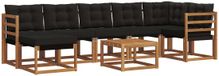 vidaXL Hoek loungeset acaciahout naturel en zwart