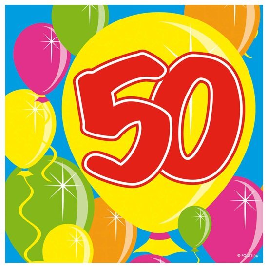 Folat 50 Jaar Servetten Balloons 25x25