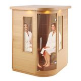 VEVOR Sauna infrarouge pour bois, spa de sauna pour usage domestique, convient pour 2 personnes, sauna infrarouge à faible rayonnement électromagnétique, fabriqué en bois de cèdre, avec une porte en verre trempé, lampe LED multicolore et haut-parleurs Bluetooth, 1850 W