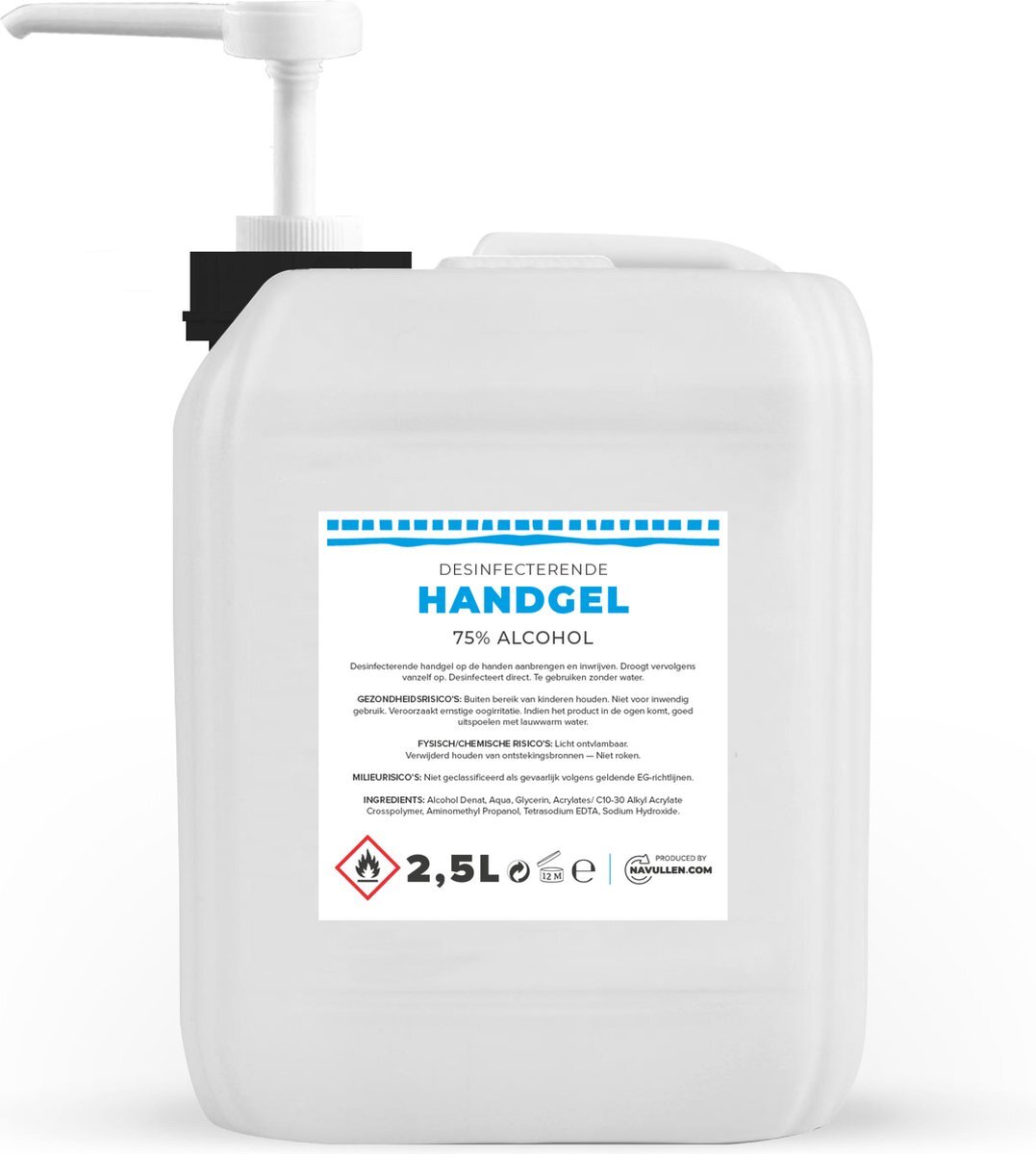 Navullen.com Handgel - 2,5 Liter Jerrycan met Pomp - Navulling