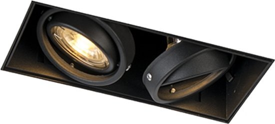 QAZQA Oneon 2 50 Trimless - Inbouwspot - 2 lichts - L 185 mm - zwart