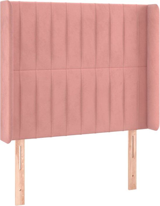 vidaXL Hoofdbord met randen 93x16x118/128 cm fluweel roze