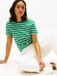Tommy Hilfiger Dames T-shirt Katoen Korte Mouw XS Groen/Ecru Herfst/Winter 2026