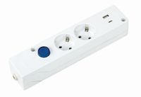 SIMON Multifix-sokkel, stekkerdoos met 2 stopcontacten 16 A en 2 USB A+C, snel opladen, meerdere stekkers, stekkerdoos met aardingsstopcontact en lichtschakelaar, 250 V, 3680 W, wit