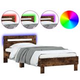 vidaXL Bedframe met hoofdeinde en LED gerookt eikenkleurig 120x200 cm